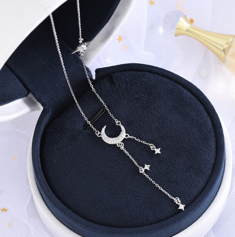 925 Sterling Silver Crescent Moon Pendant Necklace